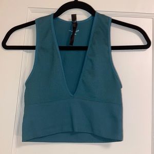 Urban outfitter plunging blue crop top